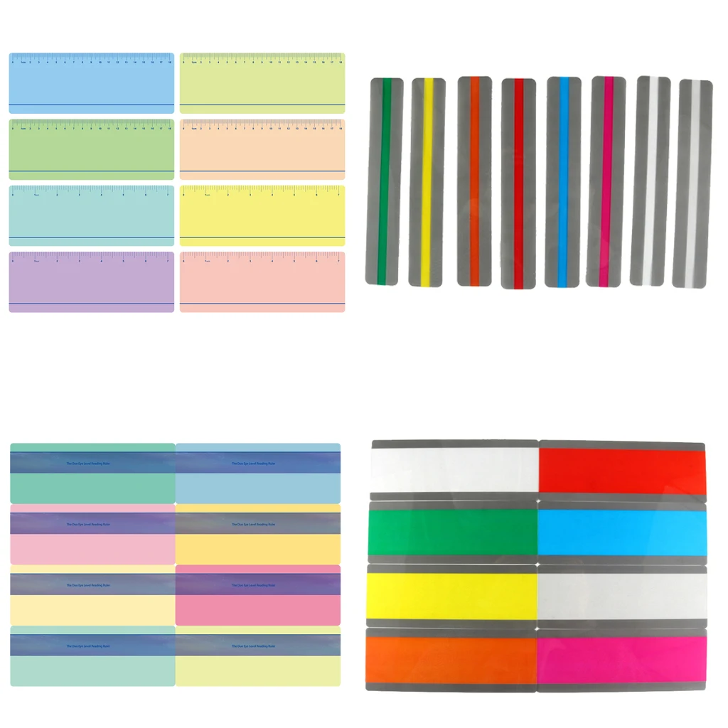 

8 Pcs Color Transparent Reading Guide Strips School Supplies Highlight Colored Overlays Bookmark For Dyslexia People