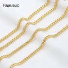 Металлическая цепочка с покрытием из настоящего золота 14 к, ширина 2 мм, 3 мм, 4 мм, аксессуары для браслетов, ожерелий, материалы для цепочек