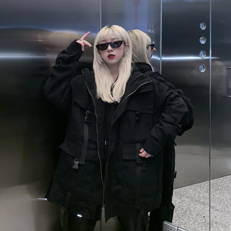 Куртка женская джинсовая оверсайз в стиле Харадзюку уличная одежда из денима с