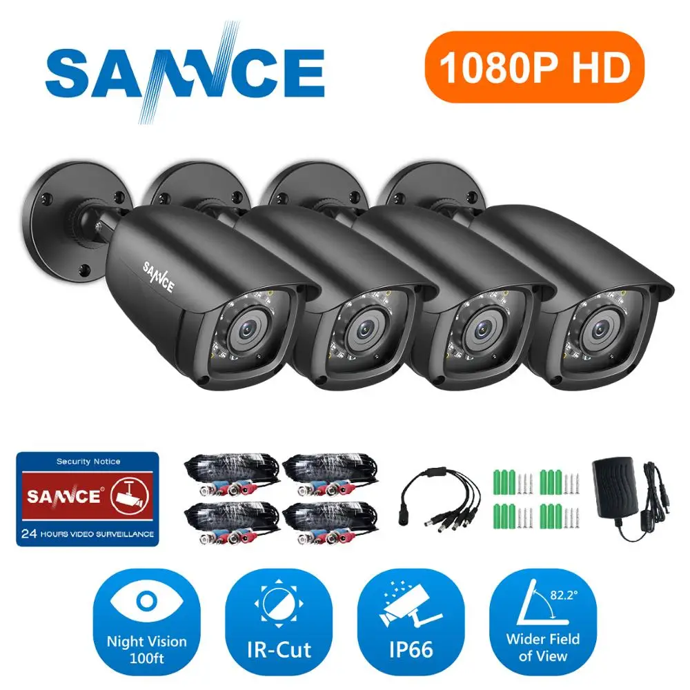 SANNCE HD 1080P CCTV Камера Безопасности s 2.0MP наружная домашняя камера видеонаблюдения
