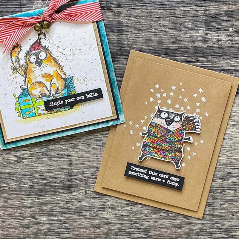 Рождественская кошка прозрачный штамп веселые фразы силиконовый штамп/печать