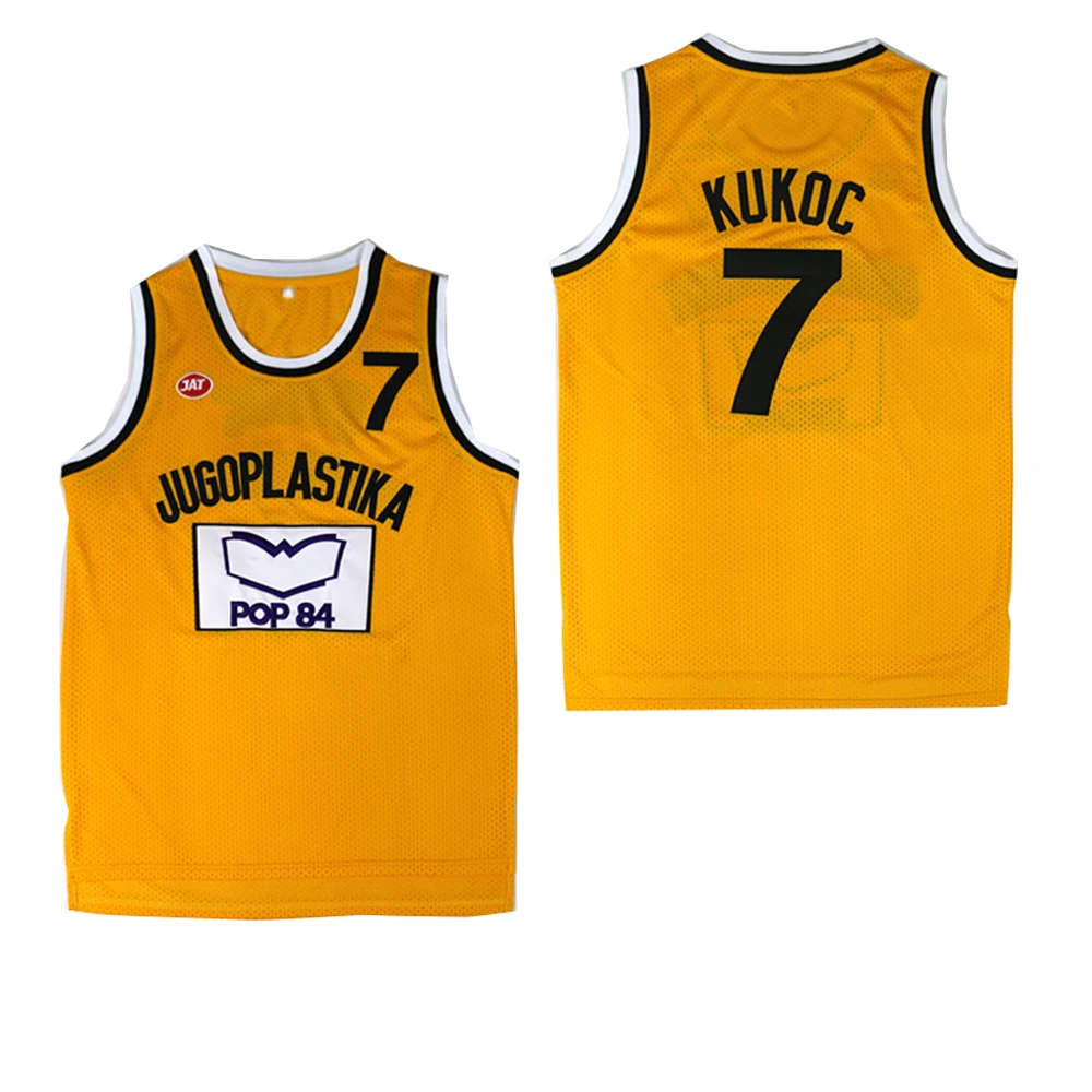 

BG basketball jerseys JUGOPLASTIKA 7 KUKOC jersey Embroidery sewing Outdoor sportswear Hip-hop culture movie POP 84 yellow 2020