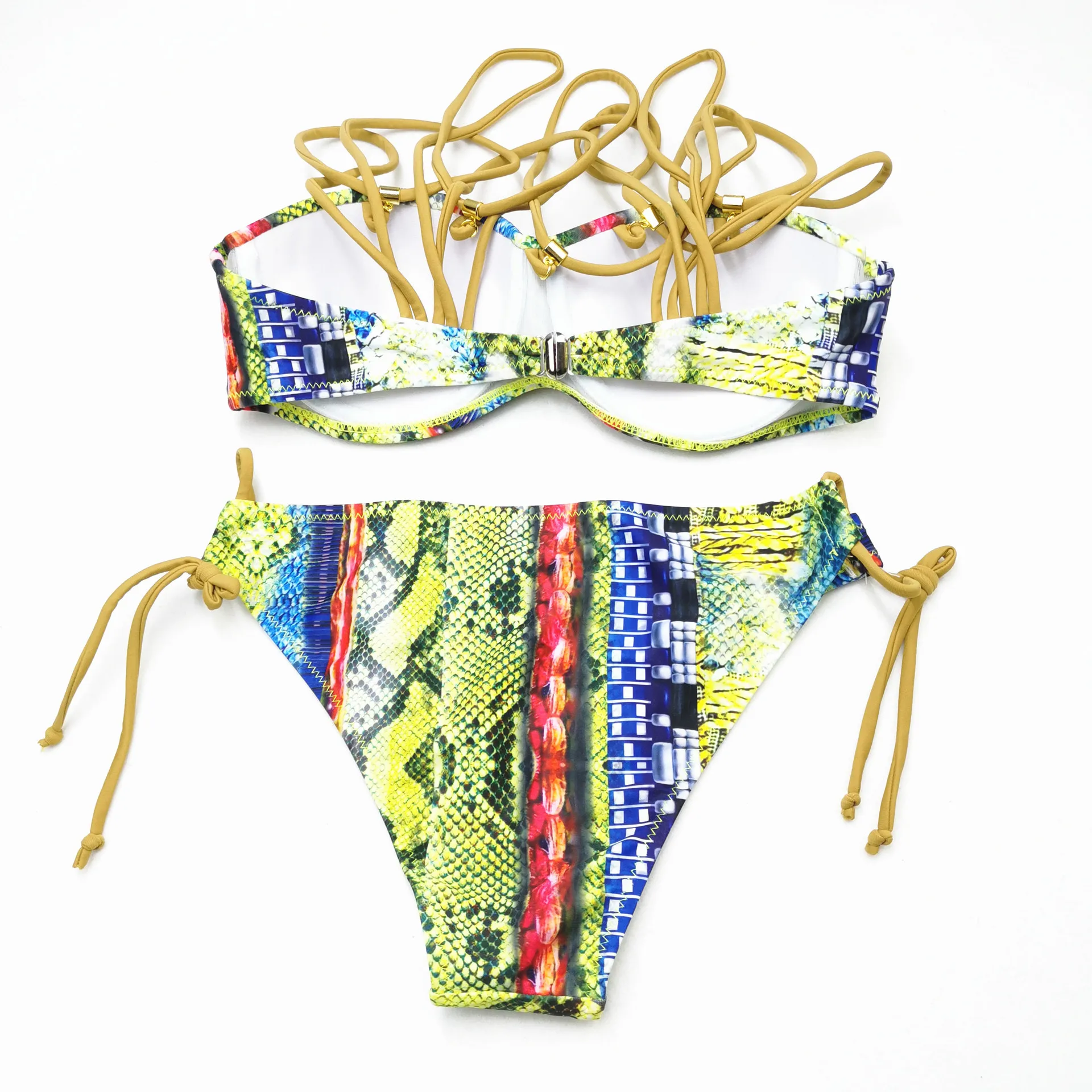 Бикини со змеиным принтом пуш ап купальник для женщин купальный костюм стринги