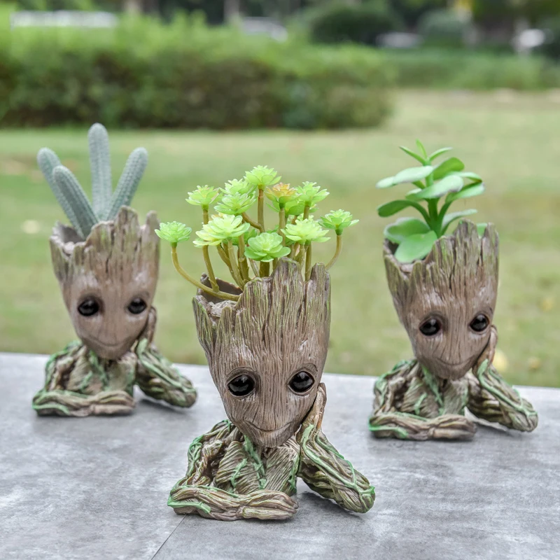 Мини цветочный горшок Groot милая игрушка искусственные горшечные цветы из смолы