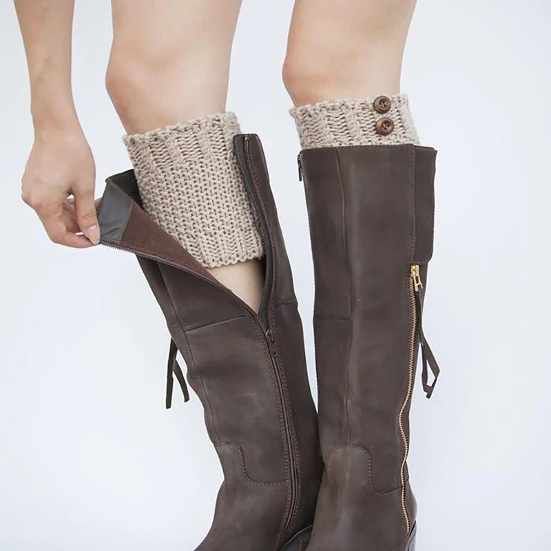 Женские ботинки трикотажные манжеты короткие вязаные гетры зимние теплые носки