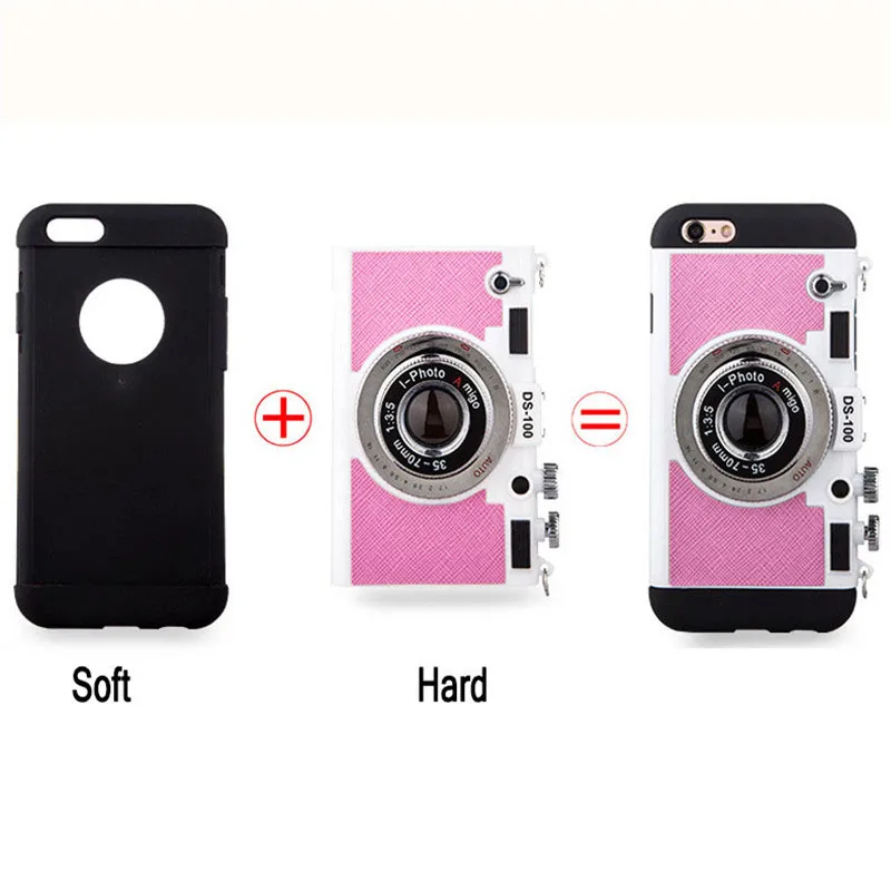 

Cases For iPhone 11 12 Pro MAX X XS XR SE 2020 For iPhone 7 8 6 6S SE Plus 3D Retro Camera Lanyard