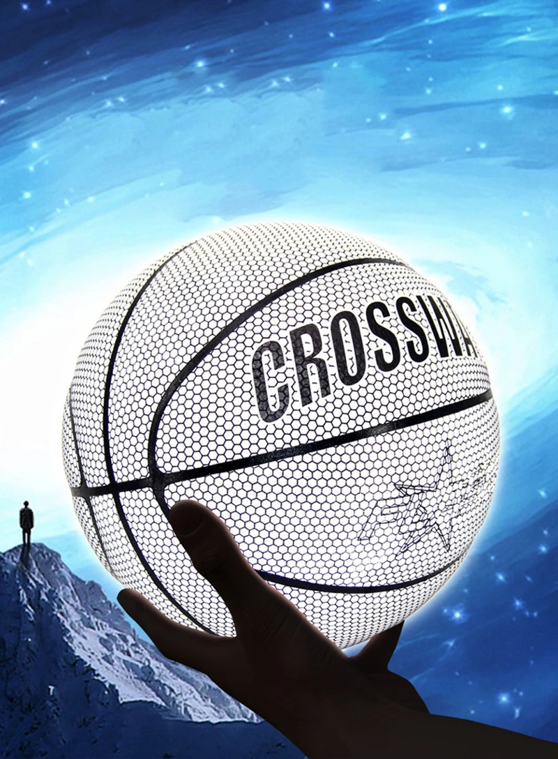 

Holographic Reflective Basketball Ball Wear-Resistant Luminous Night Light Ball Basketball Glowing Basketball Ball With Bag Pin
