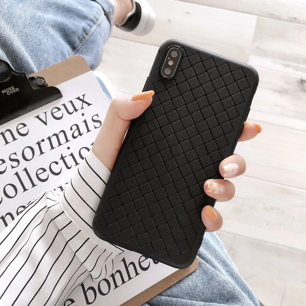 KISSCASE Grid Weave Pattern Phone Case For Oneplus 7 Pro Funda for One Plus 6 6t Luxury Ultra Thin Soft Back Cover Coque |