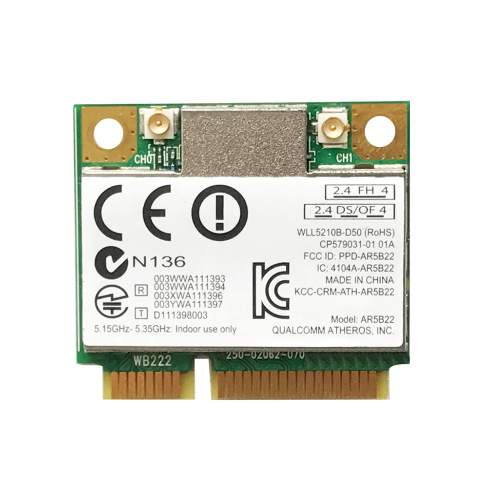 Двухдиапазонная 300 Мбит/с Wifi AR5B22 Беспроводная 802.11a/b/g/n половинная мини PCI E WLAN 2 4G/5