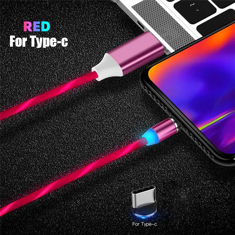 Магнитный светодиодный кабель для быстрой зарядки, магнитный кабель Micro usb type C, светодиодный шнур, зарядное устройство type-C для samsung S10 Hauwei - Цвет: for type c