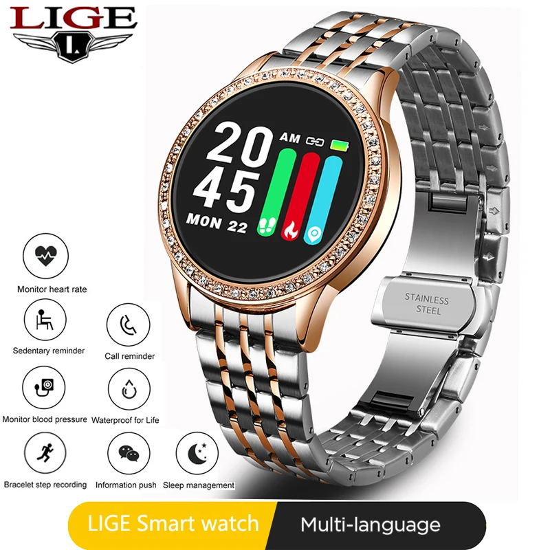 Женские Смарт часы LIGE спортивные фитнес трекер для Android ios пульсометр шагомер
