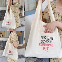 womens shopping bags canvas commuter shoulder vest bag large reusable grocery handbags nurse pattern eco tote shopper bag