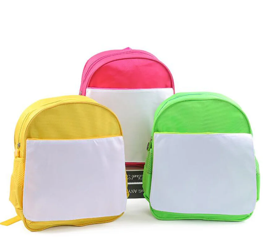 DHL10pcs Sublimation DIY Blank Children  School Bag Kindergarten Mix Color