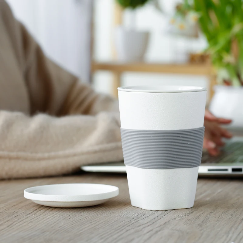 Портативная керамическая кофейная кружка для путешествий белые скандинавские