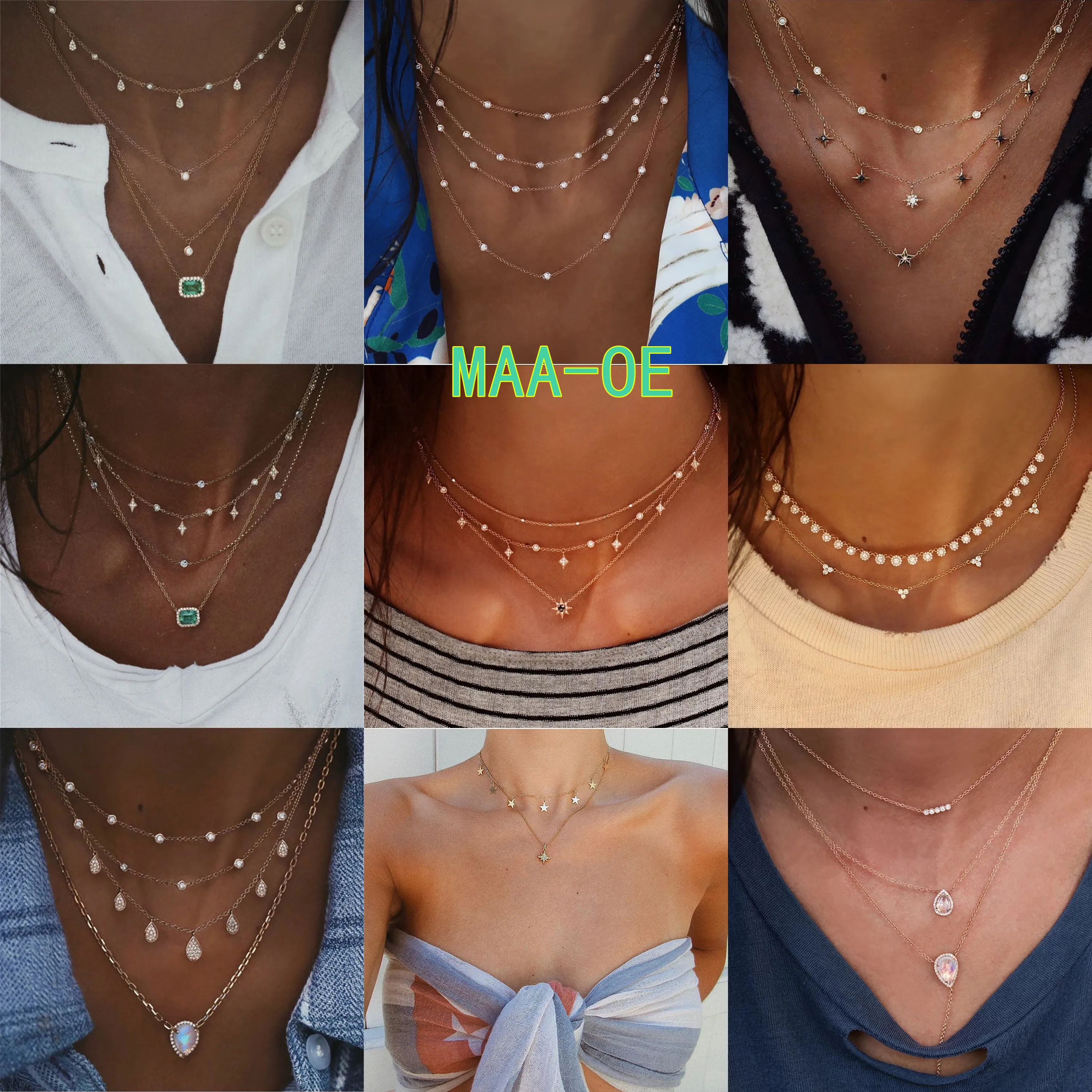 

MAA-OE богемные ожерелья для женщин, многоэлементное колье, ожерелье с кулоном, 2019, этнические Многослойные женские модные ювелирные изделия
