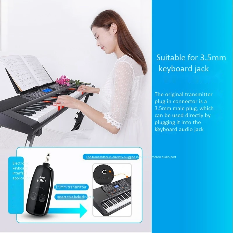 

Wireless Guitar Transmitter Receiver Set Wireless Guitar System 4 Channels for Electric Guitar Bass (Black)