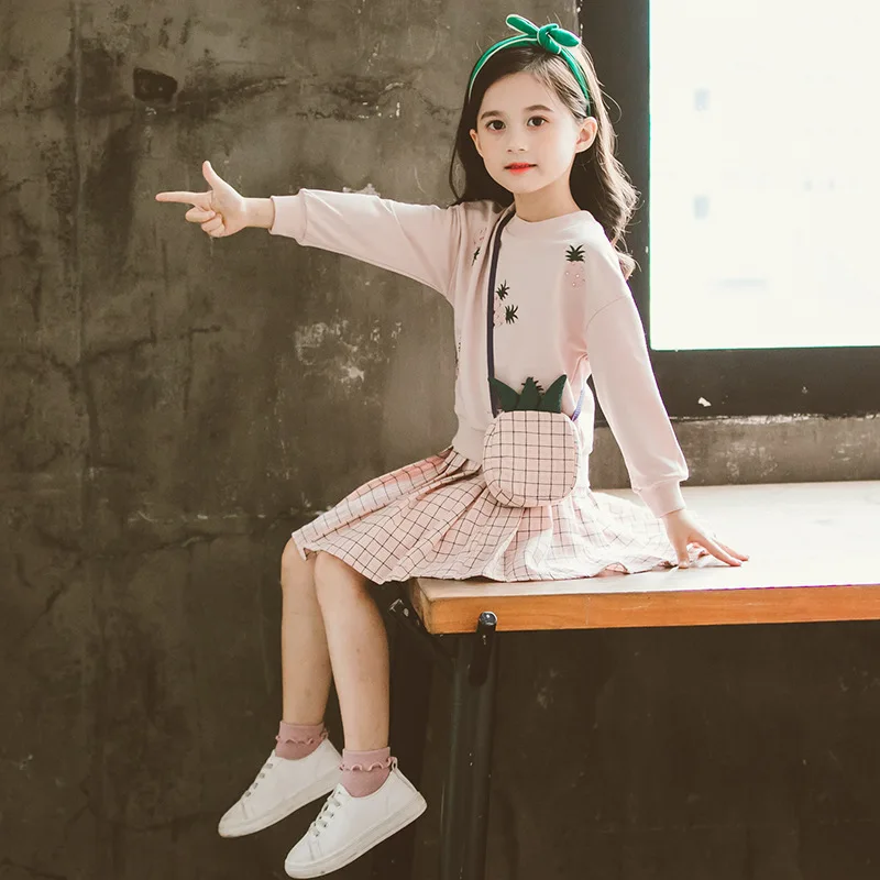 Детский костюм с топом длинным рукавом и юбкой на возраст 6 14 лет|Комплекты одежды