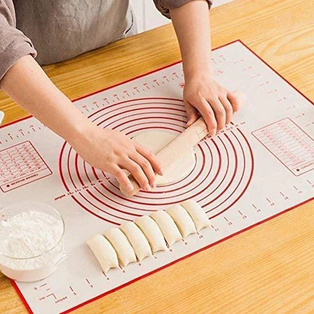 

Cooking Mat Bread Large Dough Mat Silicone Baking Mat Decor Bakeware Tools Household for Making Cookies Pastry Red 70X50CM