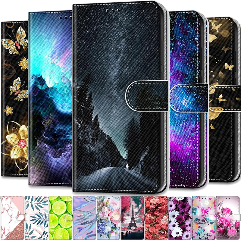 

Leather Magnetic Case For Samsung Galaxy A01 Core A11 A21s A31 A51 A41 A71 5G UW Phone Cover Flip Wallet Painted Funda Etui