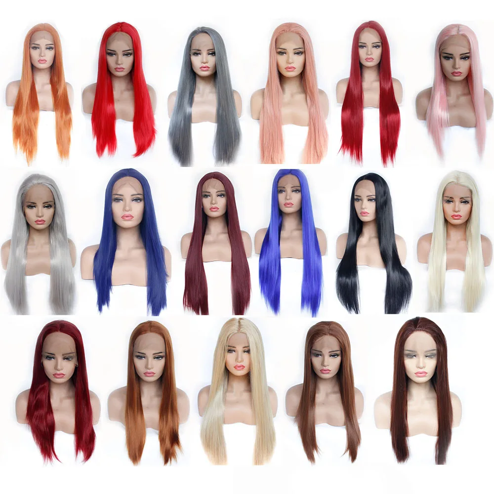 Парик женский синтетический термостойкий с прямыми кружевными передними