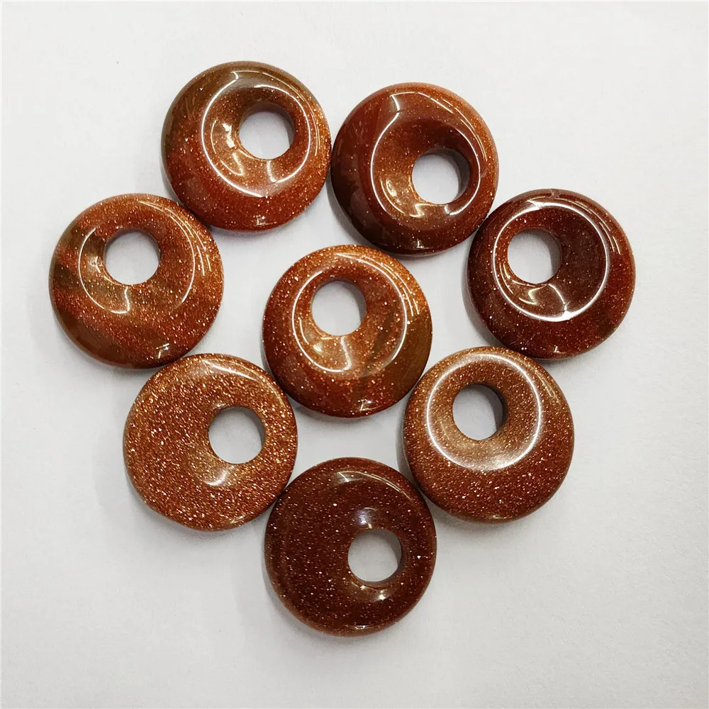 

8Pcs 20x7mm Brown Gold Sand Stone Donuts Pendant Bead For DIY Jewelry Necklace Bracelet Making Accessories Creative Gifts