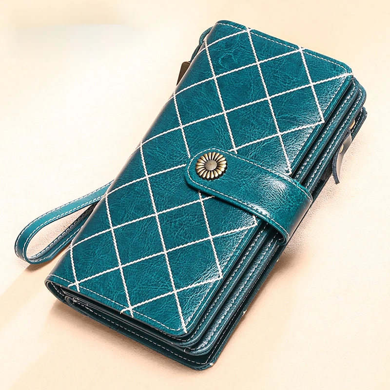 

CowhideClutch Women's New Ladies' Purse Women's Long Zipper Vgenuine Leather Multi-Functional Large Capacity Wallet Wallet Fashi