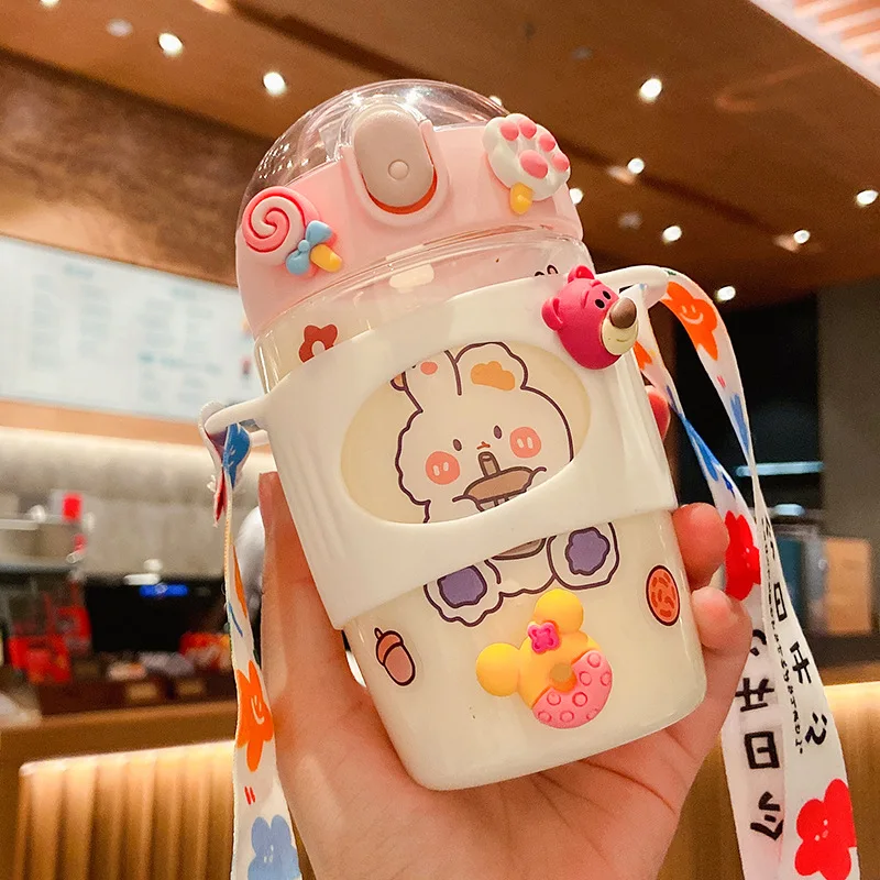 380 мл милая чашка из соломы семейная для питья портативная с ремешком