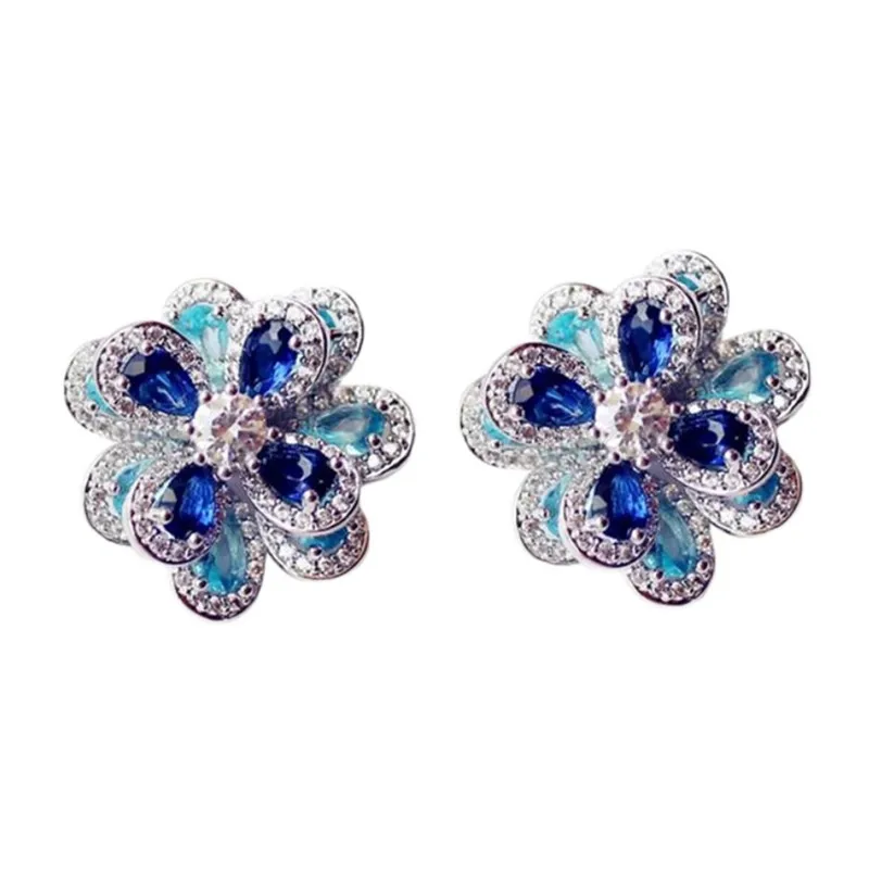 New Fashion Three-dimensional Flower Stud Earrings For Women 2022 hot Shining Crystal Zirconia Stud Earring Brand Jewellery