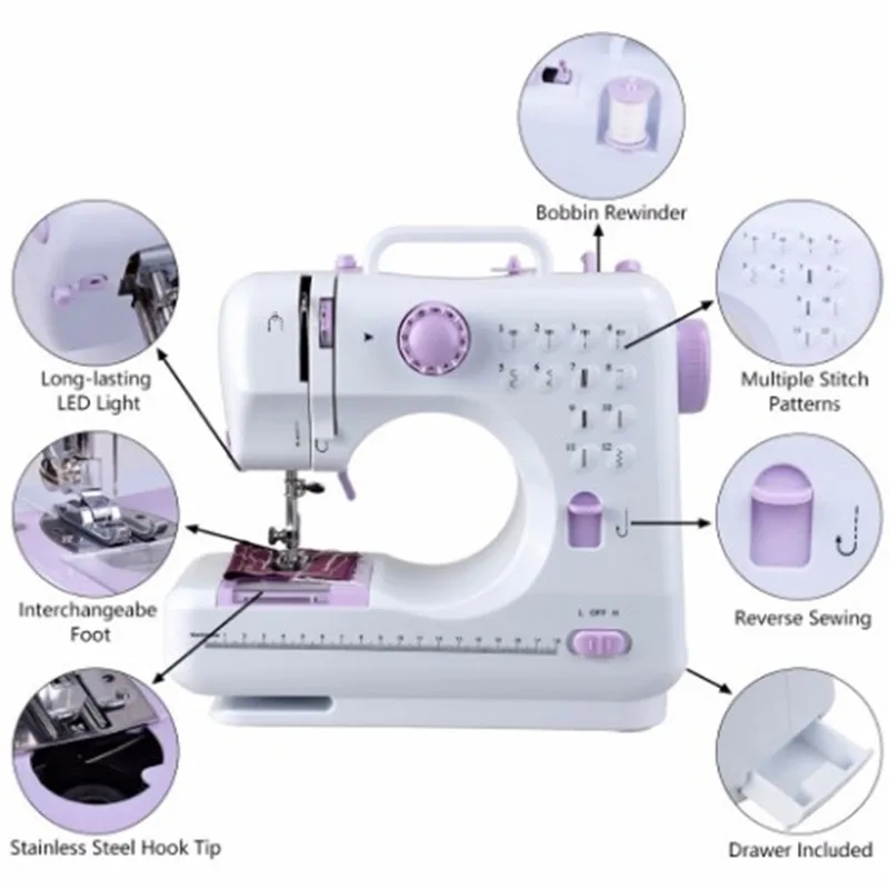 

Electric Portable Sewing Machine Multifunction Household Mini Sewing Machine 12 Stitches Tread Automatic Sewing Device Home Tool