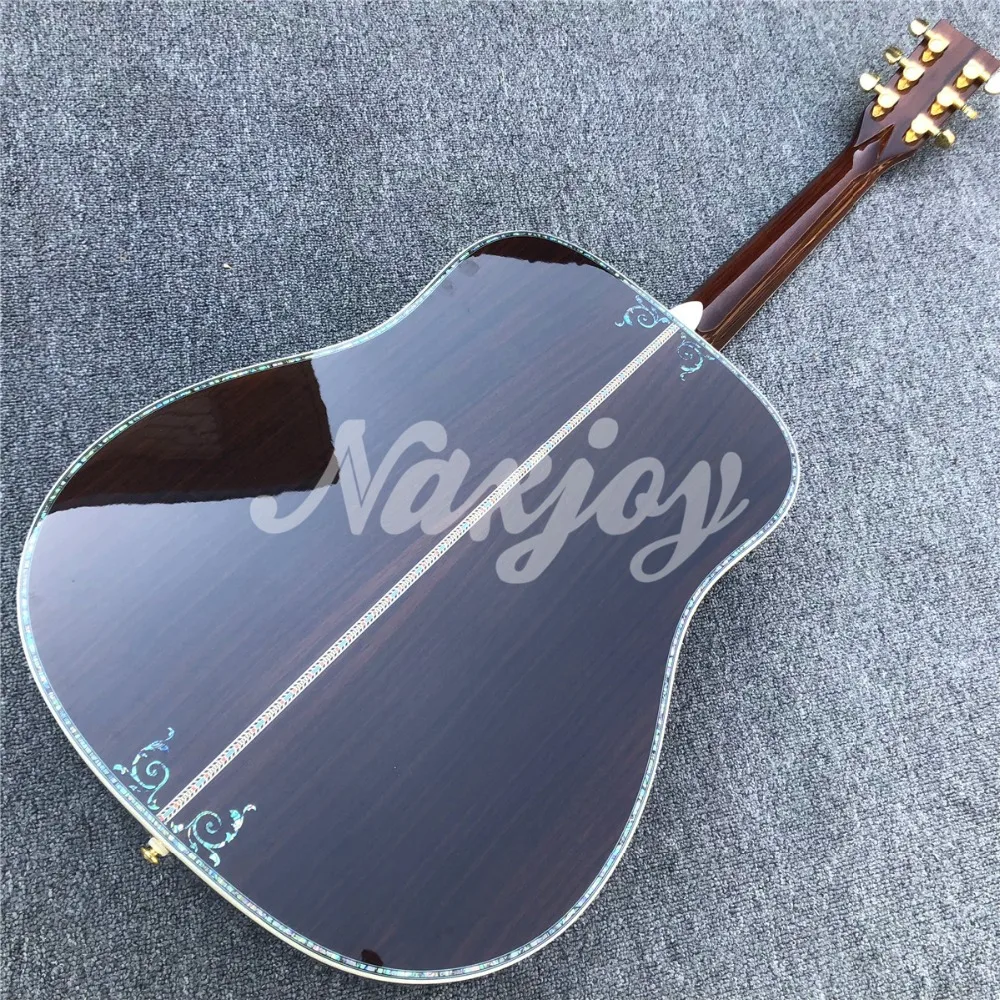 Sunburst solid spruce top 41 дюймов D стиль Акустическая гитара, Abalone связывание и вставки, гриф из черного дерева, гитара ra acustica