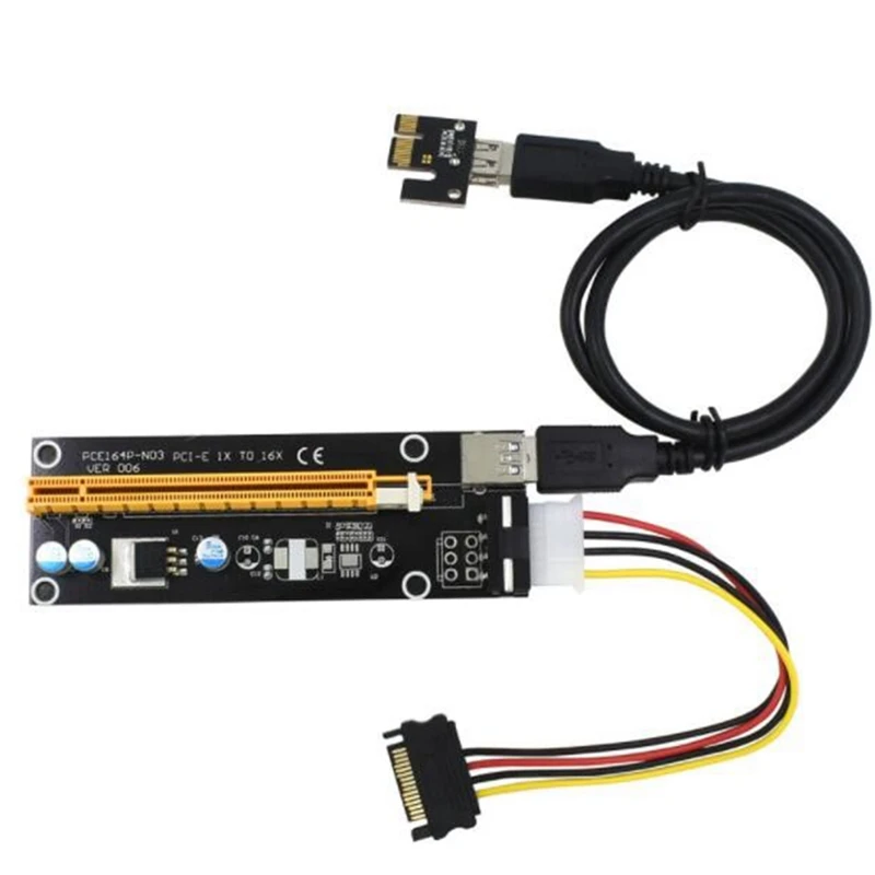 

10Pcs Pci-E Extender Pci Express Riser Card 1X to 16X 60cm USB 3.0 Cable Sata to 4Pin Molex Power for Btc Miner Machine