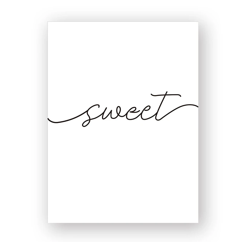 Sweet Минималистичные черно-белые сладкие сны, цитаты, Картина на холсте, Детские плакаты, печать, настенные художественные картины для спальни, домашний декор - Цвет: Sweet
