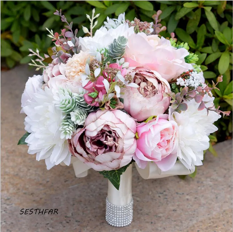 

Bridal Bouquets Silk Roses Wedding Bouquet Flowers Marriage Accessories Wedding Bouquets For Bridesmaids Decoration SPH032