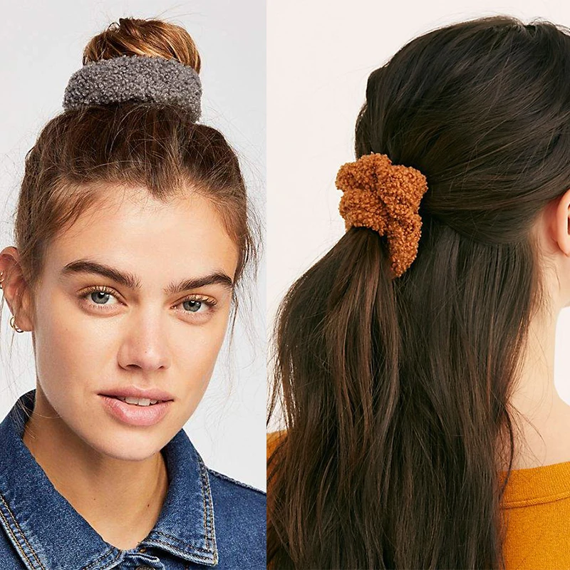 Женские милые мягкие плюшевые эластичные резинки для волос зимние Бархатные