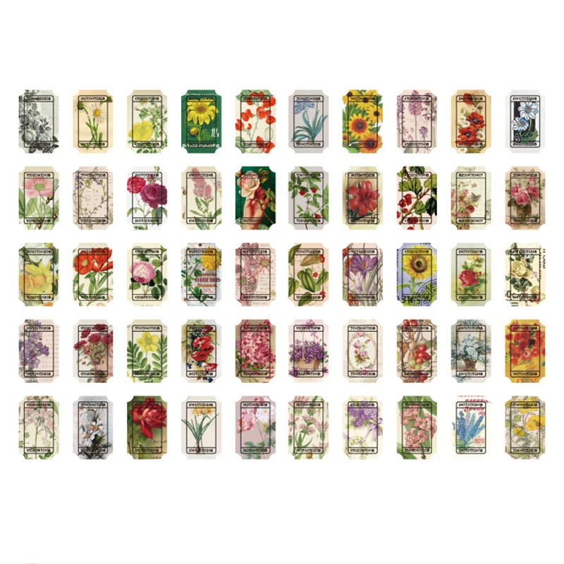 

100 Sheet Scrapbooking Decor Paper Label Card Retro Style Non-Adhesive Paper Decal Collection for DIY Album Diary AUG889