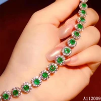 kjjeaxcmy fine jewelry 925 sterling silver inlaid natural emerald bracelet noble female hand bracelet vintage support test