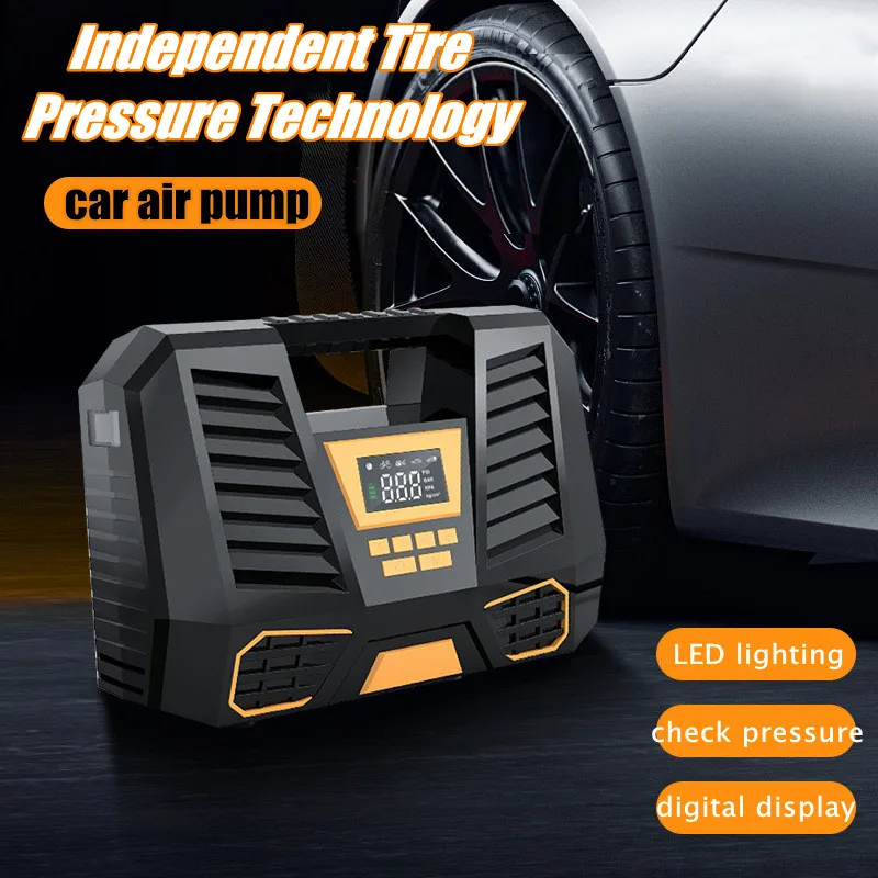 Автомобильный компрессор для шин проводной портативный воздушный с ЖК-дисплеем |