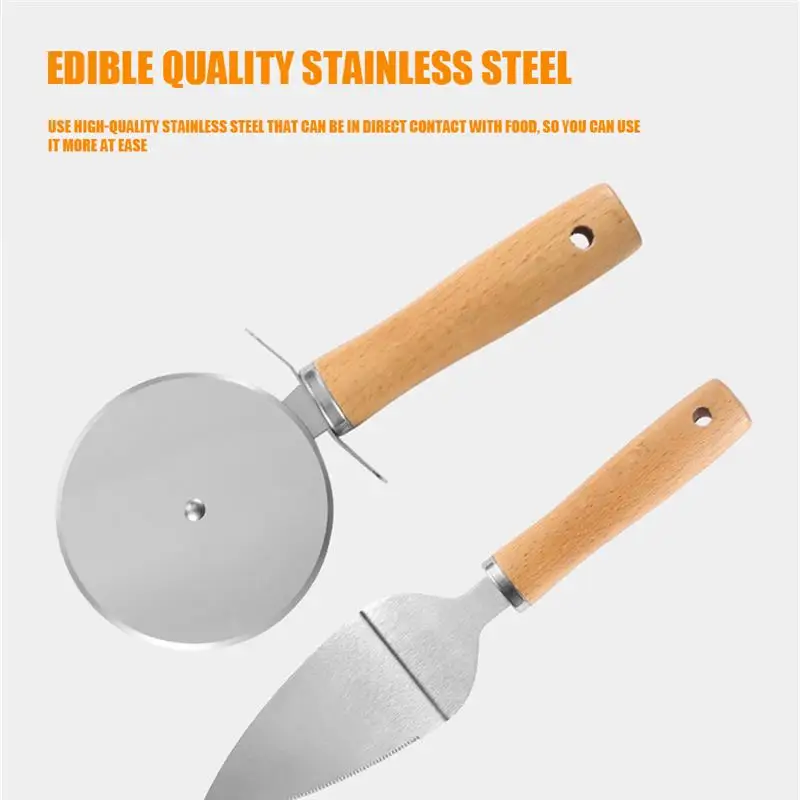 

Pack of 2 Stainless Steel Pizza Wheel Server Handheld Slicer Non-slip Grip Pie Divider Slice Kit Accessory Household Supplies