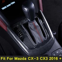 lapetus stalls interior gear shift box panel cover trim matte red carbon fiber accessories for mazda cx 3 cx3 2016 2021
