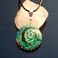 handmade orgonite pendant turquoise natural crystal quartz energy chakra emf protection orgone healing jewelry