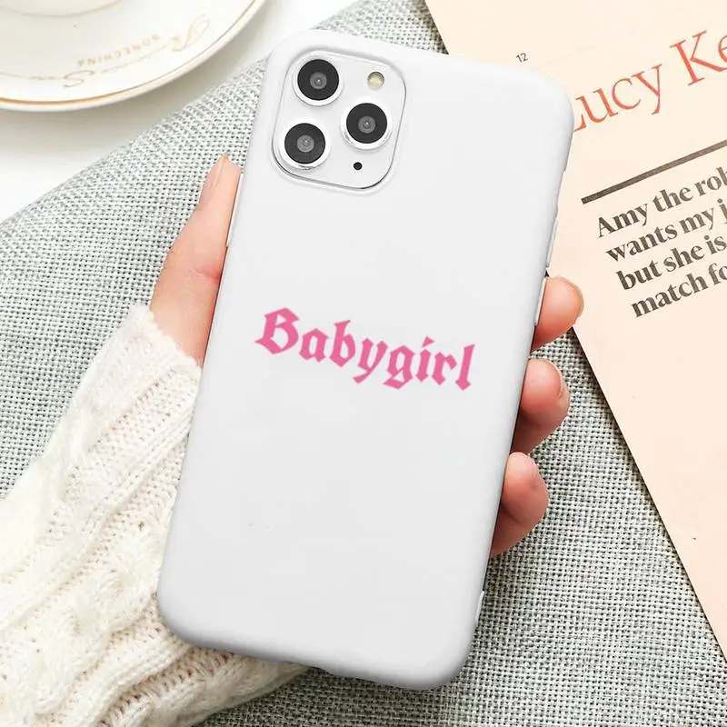 love babygirl phone case for iphone 12 11 pro max mini xs 8 7 6 6s plus x se 2020 xr candy white silicone cover free global shipping