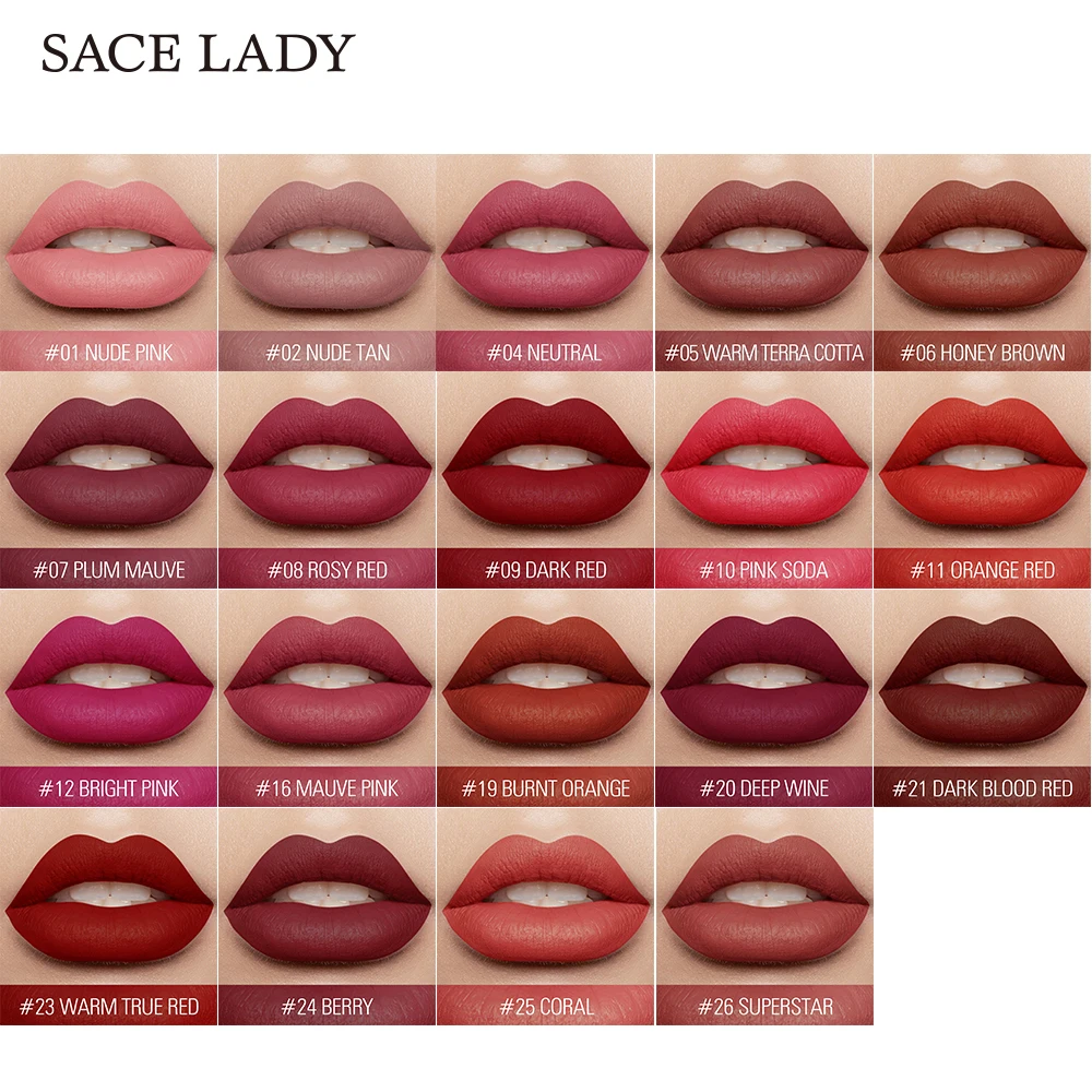 SACE LADY стойкая губная помада макияж Матовая жидкая не высыхающая телесный красный