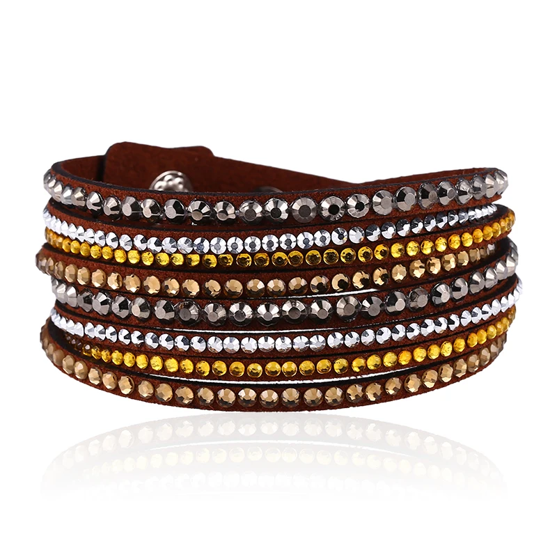 Женский кожаный браслет с запахом Slake браслеты на застежке подвесками ювелирные