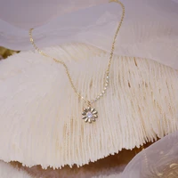 ydl korean exquisite one row cz daisy necklace for women aaa zircon 14k real gold waterproof luxury wedding jewelry pendant