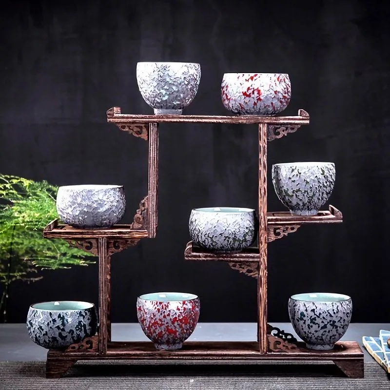 

Чайный сервиз из грубой керамики в стиле ретро, чашка, глазурованная керамическая чайная чашка, чайная посуда, чайная чаша, фарфоровая дорож...