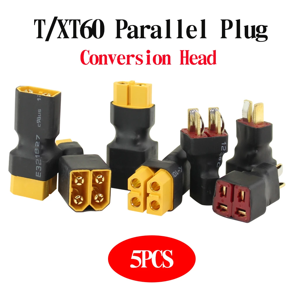 5 шт. T Plug XT60 параллельная вилка двигателя ESC Аккумуляторный адаптер четырехосевой