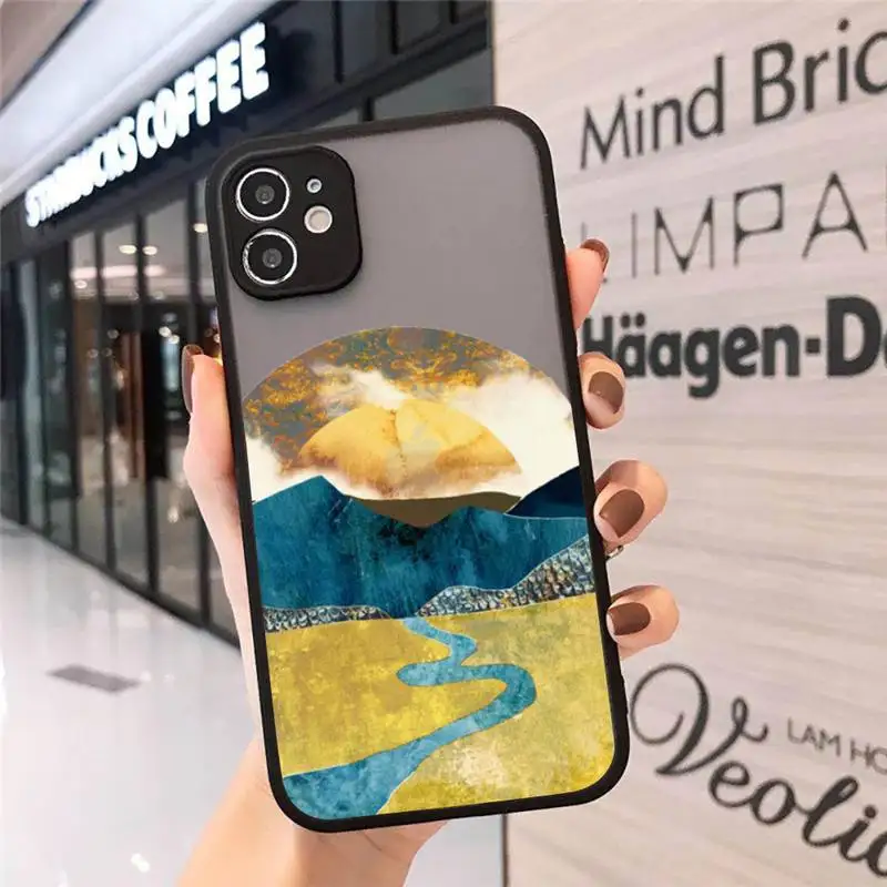 

Mountain Marble Moon pattern Phone Cases Matte Transparent for iPhone 7 8 11 12 s mini pro X XS XR MAX Plus cover funda