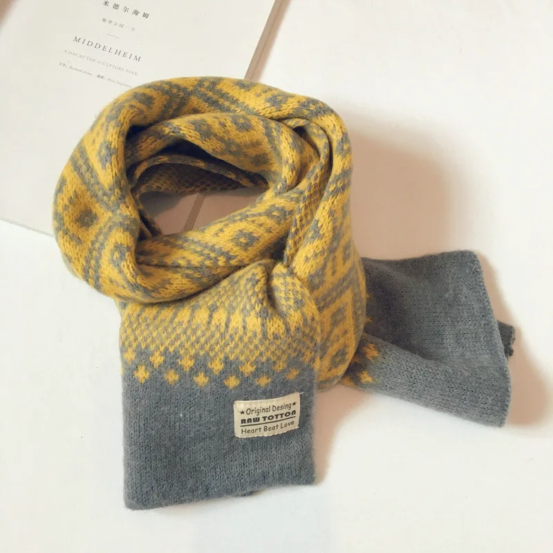 Зимний детский шарф вязаный шерстяной для детей Осень зима теплый девочек