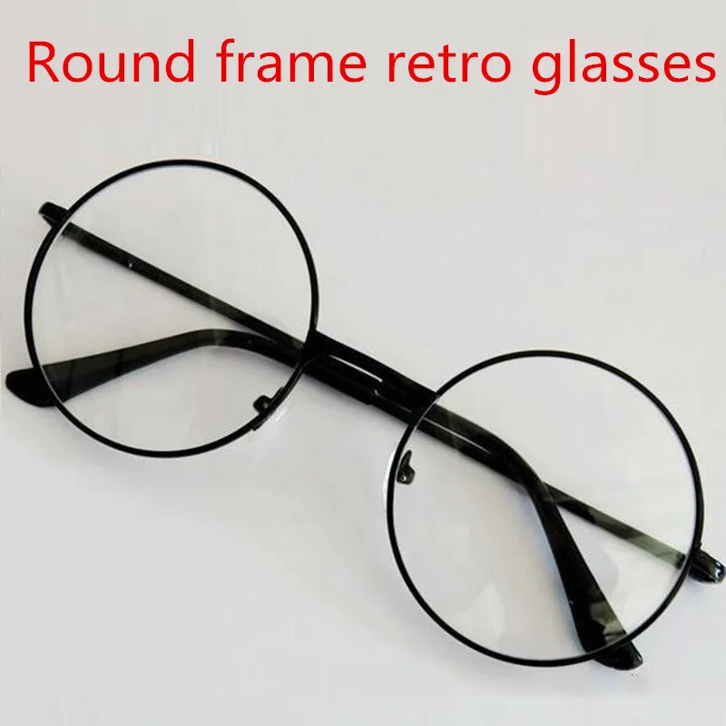 

Модные Винтажные ретро очки с прозрачными линзами в металлической оправе, черные очки в стиле гик, оверсайз, круглые очки для чтения для жен...