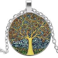 fashion jewelry tree of life time necklace diy alloy retro glass necklace pendant necklace retro pendant necklace